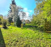 Gardens on 1st May Street in Košice-Krásna with a lawn and fruit trees.