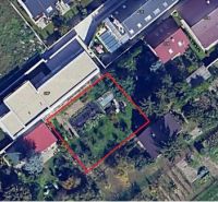 Aerial view of a residential plot on Hrušovská in Bratislava, Vrakuňa.