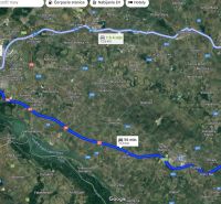 The map shows the route by car between Bratislava and Kráľový Brod, suitable for Residential Land.