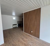 2-room apartment with wood-patterned flooring and white walls.