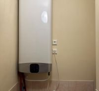 Water heater in the bathroom of a 3-room apartment.