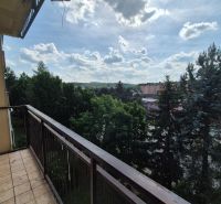 View from the balcony of a 4-room apartment in Myjava overlooking the green surroundings and the housing estate.