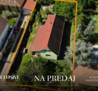 Aerial view of a family house in Hviezdoslavov surrounded by greenery and a garden.