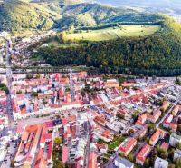 Aerial view of the historic center and surroundings of Banská Bystrica.