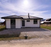 A family house in Ižipovce with a simple facade and a sloped roof on a sunny plot.