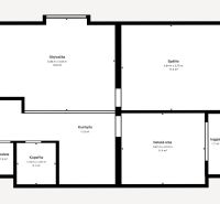 Floor plan of a 3-room apartment: living room, bedroom, kitchen, children's room, loggia, bathroom, toilet.