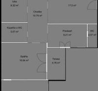 The floor plan of the family house shows the layout of the rooms, including the living room, kitchen, and bedrooms.