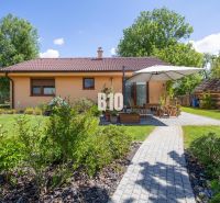 A family house in Bíkové Humence with a terrace, garden, and pleasant greenery.