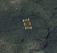 Aerial view of agricultural and forest lands in the Rajecká Lesná area, parcel division.