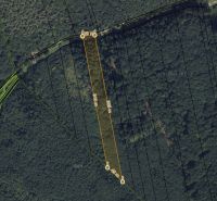 Aerial map of agricultural and forest lands in Rajecká Lesná, with plot markings.