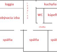 The floor plan of a 4-room apartment includes a living room, kitchen, three bedrooms, and a bathroom.