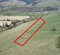 Hilly landscape with a highlighted strip of agricultural and forest land near Čierny Balog.