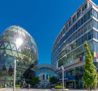 A building with a glass facade on Grösslingova Street in Bratislava - Old Town.