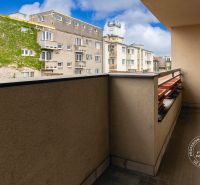 A balcony with a view of the surroundings of Grösslingová Street in Bratislava, 2-room apartment.