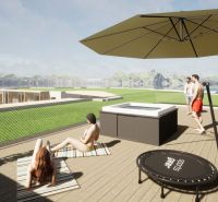 Rooftop terrace with sun loungers and a hot tub in Hotels and Guesthouses, Nová Lesná.