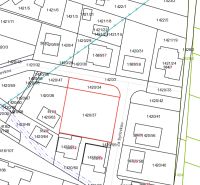 Cadastral map with marked plots and parcels in Kostolište on the street Za bytovkou.