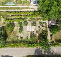 A view of gardens in Bratislava II with planted plants and trees.