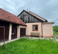 A family house in Ľubela with a red roof, green lawn, and yard.