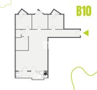 Floor plan of a 4-room apartment with a spacious layout and an outdoor terrace.