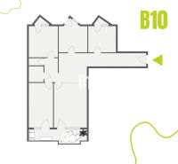 Floor plan of a 4-room apartment with a practical arrangement of rooms and an entrance hallway.