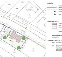 A plot plan for residential housing in Marianka with the marked building area for a family house.
