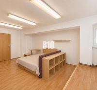 A room in a 2-bedroom apartment with a bed and a floor with a wooden decor.