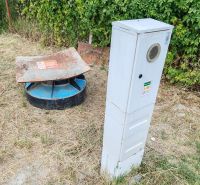 Electrical distribution box and cover in the gardens of Komárno.