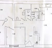 Floor plan of a family house in Čaňa with labeled rooms and functional zones.