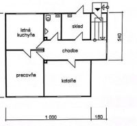 Kitchen, office, boiler room, hallway, storage.