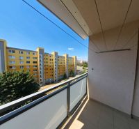 The balcony of a 3-room apartment on Dunajská Street in Nitra, Klokočina with a view of the panel buildings.