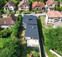 Aerial view of the row housing on Sedličná Street in Trenčianske Stankovce with family houses.