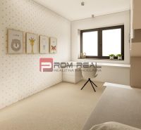 Children's room in a 3-room apartment with a comfortable carpet and playful decorations.
