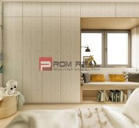 Children's room with wall drawings and storage spaces in a 4-room apartment.