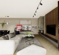 Stylish 4-room apartment with wood-patterned flooring and elegant seating.