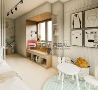 A children's room in a 4-room apartment with furniture, decorations, and cozy seating.