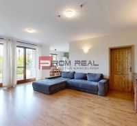 Living room in a family house with large windows, wooden decor flooring, and a sofa.