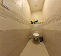 Bathroom with toilet and tiles in a 3-room apartment.