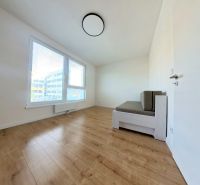 A room in a 3-room apartment with a sofa and a wooden decor floor.