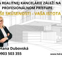 The real estate agency offers a professional approach and experience. Contact: Ing. Hana Dubovská.