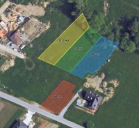 Aerial view of residential plots in the town of Vrbovce, on Laski Street.