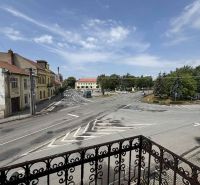 View from the balcony of abandoned commercial spaces in Šahy on the Main Square.
