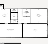 Floor plan of a 3-room apartment with the layout of rooms, kitchen, and balcony.