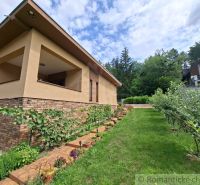 A family house in Veľké Uherce with a landscaped garden and surrounded by greenery.