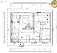 Floor plan of a family house in Moravany nad Váhom on Ducovská Street with the layout of rooms and furnishings.