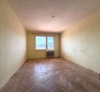 A room in a 3-room apartment with a wood-patterned floor and a large window.