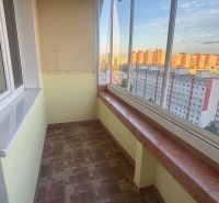 Spacious balcony in a 3-room apartment with a view of Petržalka, Mánesovo Square in Bratislava.