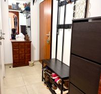 Entrance hallway with storage space and a mirror in a 3-room apartment.