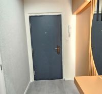 Entrance hallway of a 2-room apartment with steel doors and light walls.