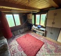 A room in a family house with carpets, a punching bag, and furniture.