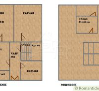 The floor plan of the family house in Ružiná shows the layout of the ground floor and the upper floor.